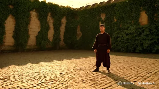Ancient Courtyard: Martial Artist's Graceful Battle – AI Generated Video | Hailuo AI