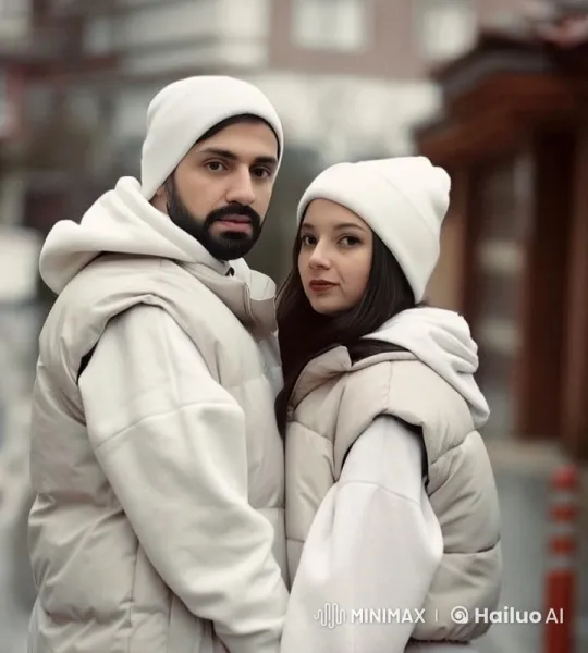 Couple Practicing Coordinated Kungfu in Winter Outfit – AI Generated Video | Hailuo AI