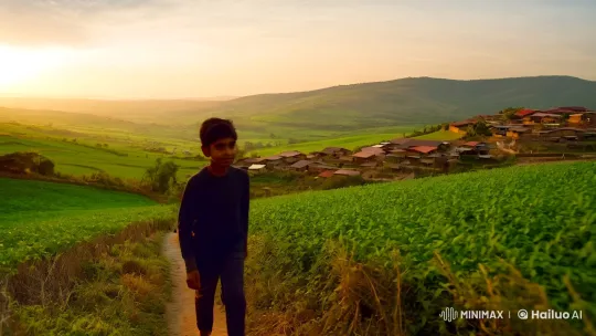 Rural Dawn: A Young Boy's Journey in Serene Beauty – AI Generated Video | Hailuo AI