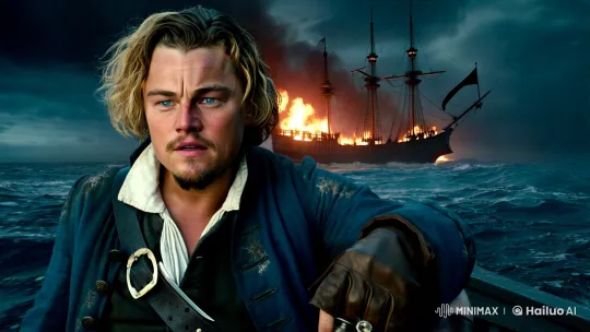 Leonardo DiCaprio as a Pirate in a Stormy Night – AI Generated Video | Hailuo AI