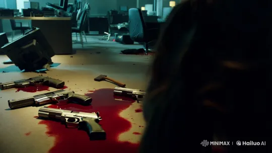 Chaotic Corporate Ruins: Aesthetic Violence in Dim Light – AI Generated Video | Hailuo AI