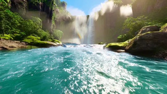 Island Waterfall Panorama Capturing Nature's Majesty – AI Generated Video | Hailuo AI