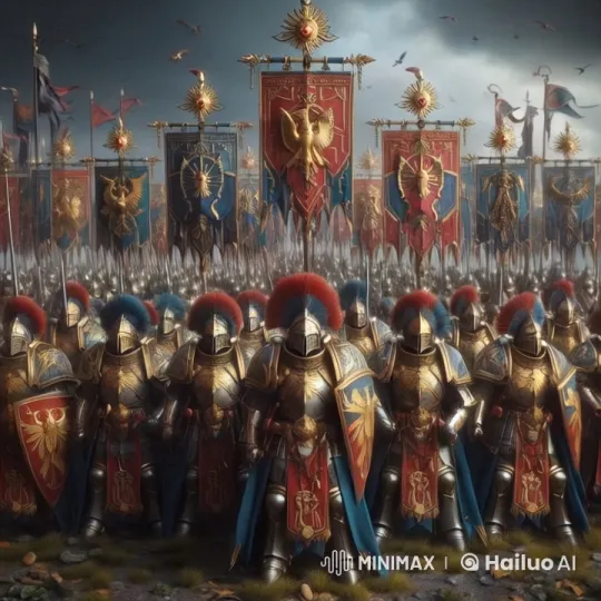Armored Knights March in Golden Formation – AI Generated Video | Hailuo AI