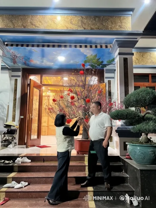 Kung Fu Duel in Front of Decorated House – AI Generated Video | Hailuo AI