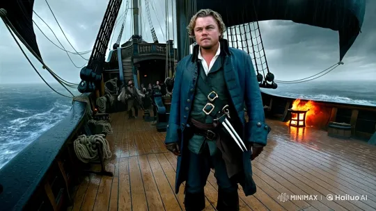 DiCaprio as a Mysterious Pirate in a Stormy Seascape – AI Generated Video | Hailuo AI