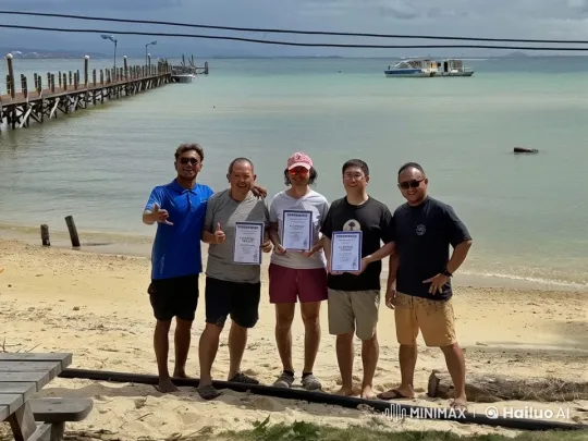 Men Celebrate Achievements on Serene Beach Setting – AI Generated Video | Hailuo AI