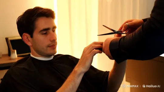 Focused Man, Trimming Hair, Aesthetic Scene – AI Generated Video | Hailuo AI