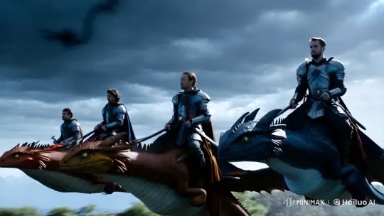 Medieval Soldiers on Dragons in Epic Fantasy Flight – AI Generated Video | Hailuo AI