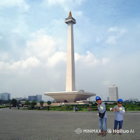 Animated Fight Scene by Jakarta's Monas Tower – AI Generated Video | Hailuo AI