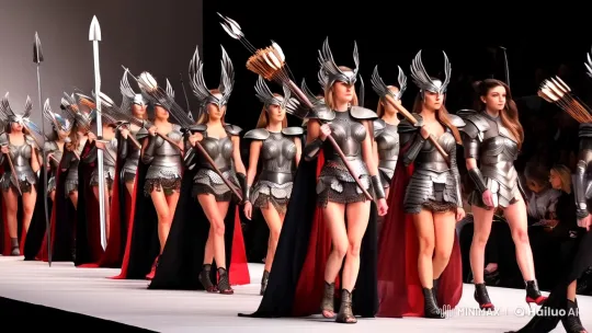 Warrior Queens Strut in Armor on Catwalk – AI Generated Video | Hailuo AI