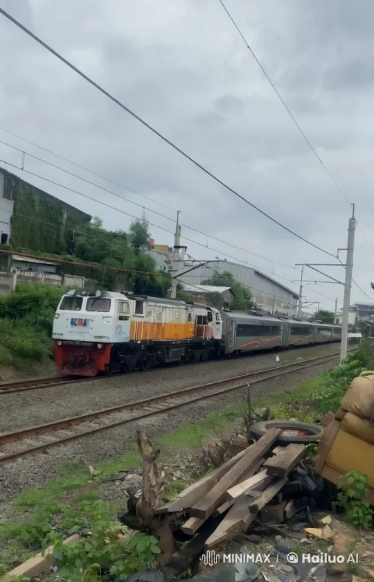 Train Passes by Recent Car Collision Site on Cloudy Day – AI Generated Video | Hailuo AI