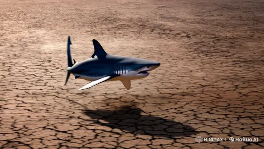 Surreal Shark Leaps into Explosive Desert Drama – AI Generated Video | Hailuo AI