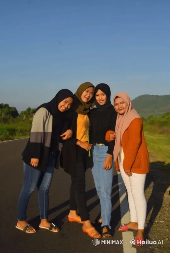 Four Friends Practicing Kungfu on Scenic Road – AI Generated Video | Hailuo AI