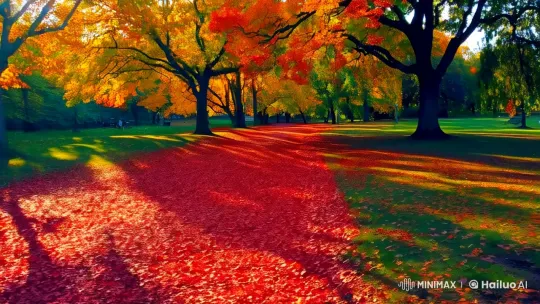 Autumn Park Pathway: A Serene, Colorful Display – AI Generated Video | Hailuo AI