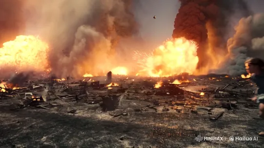 Girl Fends Through War Chaos in Cinematic Intensity – AI Generated Video | Hailuo AI