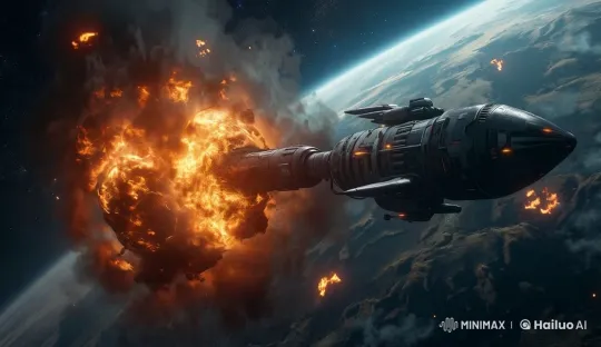Futuristic Spaceship Destroyed in Catastrophic Space Explosion – AI Generated Video | Hailuo AI