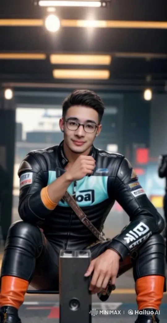 Racer Embraced by White Tiger in Futuristic Garage – AI Generated Video | Hailuo AI