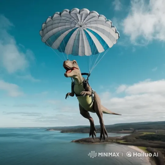 Realistic Dinosaur Skydiving Simulation in Live2D – AI Generated Video | Hailuo AI