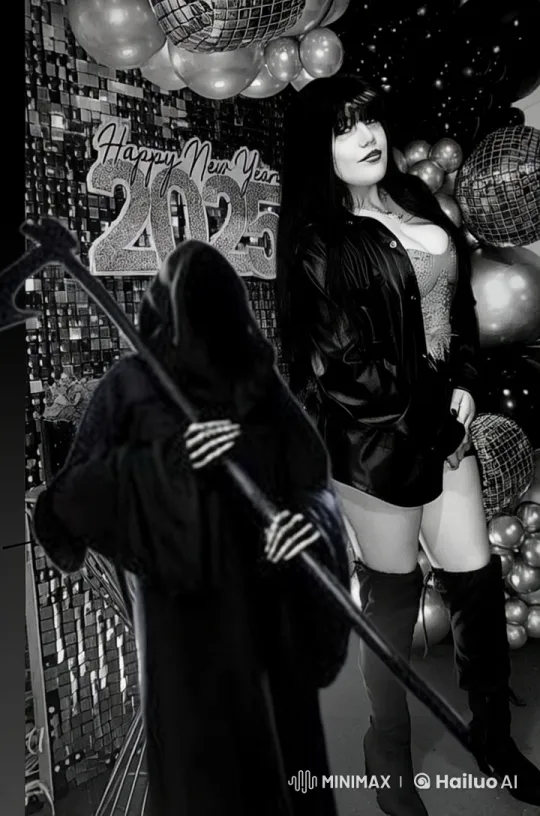 New Year Celebration with the Grim Reaper – AI Generated Video | Hailuo AI