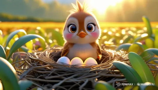 Serene Nesting Scene: Bird and Eggs in Warm Sunlight – AI Generated Video | Hailuo AI