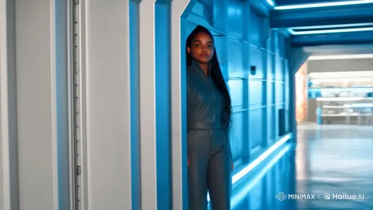 Confident Woman Enters Futuristic Laboratory – AI Generated Video | Hailuo AI