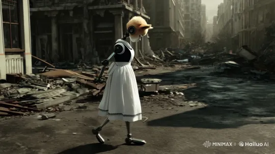 Melancholic Journey of a Robot Fox Girl in Ruins – AI Generated Video | Hailuo AI