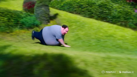 Rolling Man Collides with Car in Surreal Scene – AI Generated Video | Hailuo AI