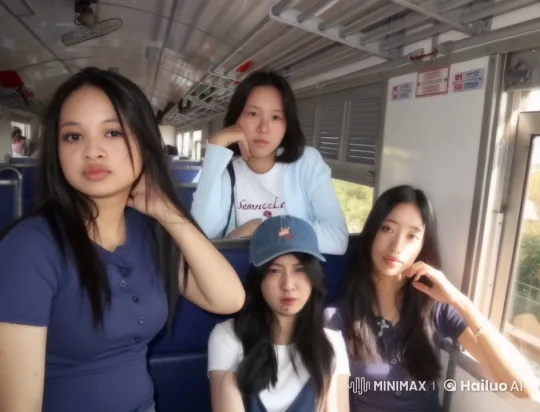 Live2D Animation: Martial Arts Display by Five Women in a Train – AI Generated Video | Hailuo AI
