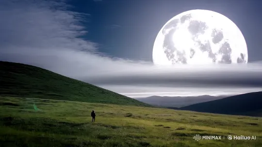 Surreal Grassland: Moonlit Solitude and Vast Landscape – AI Generated Video | Hailuo AI