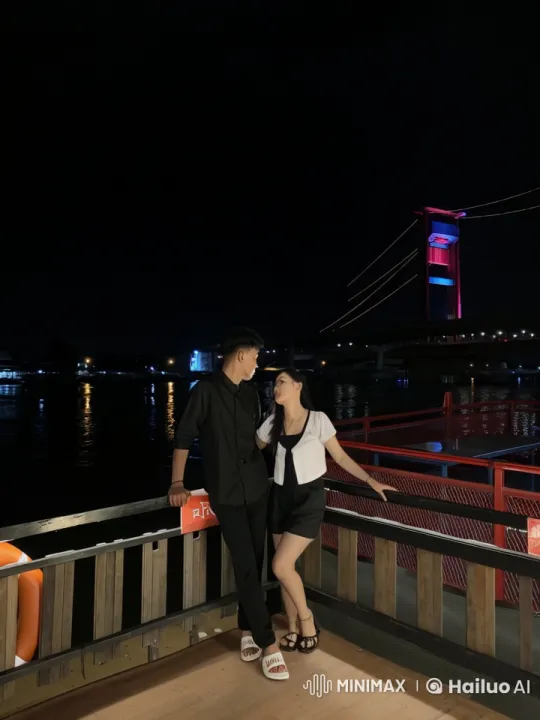 Couple Performs Dynamic Kungfu on Deck with Animated Bridge Background – AI Generated Video | Hailuo AI