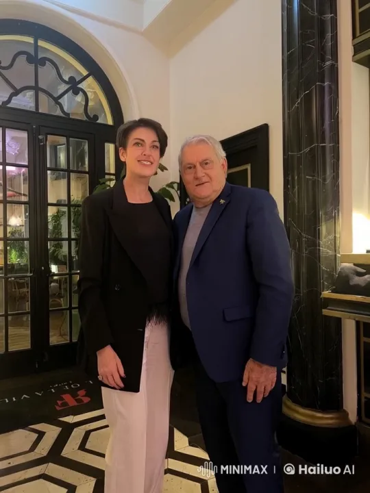 Tall Figure Startles Shorter Man in Elegant Building – AI Generated Video | Hailuo AI