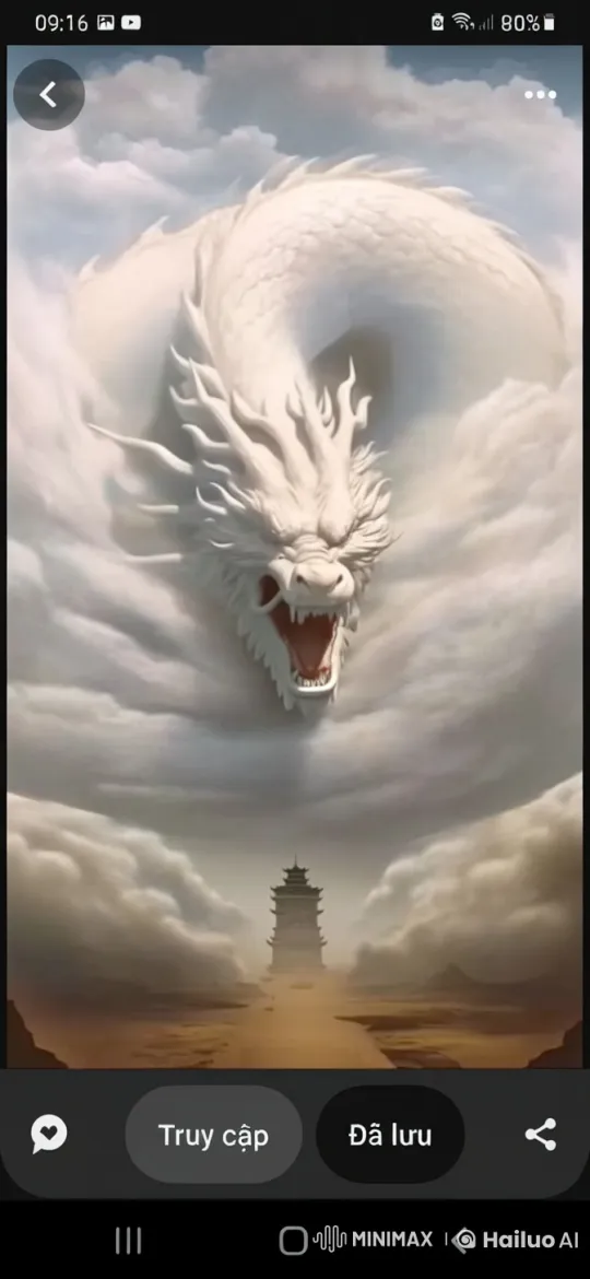 Majestic White Dragon Dances in the Sky Amidst Clouds – AI Generated Video | Hailuo AI