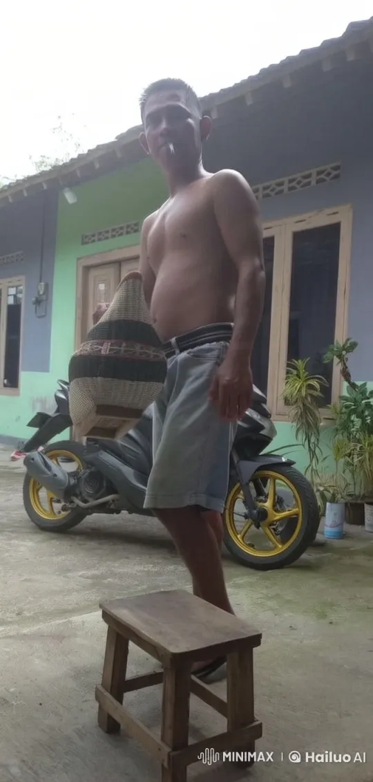 Shirtless Man Performs Impressive Kungfu Routine Near Motorcycle – AI Generated Video | Hailuo AI