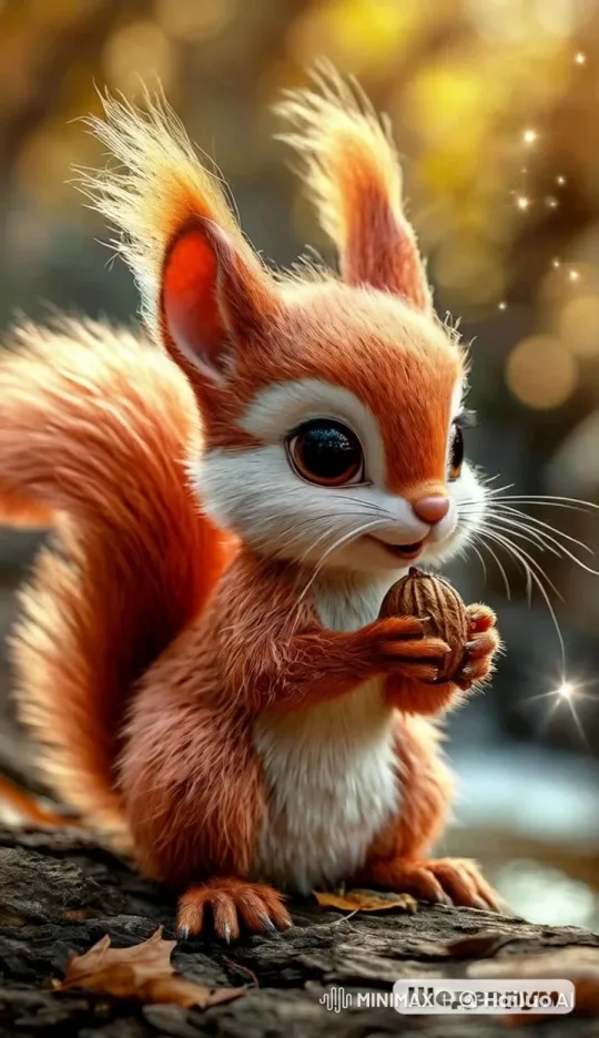 Adorable Red Squirrel Playfully Gnaws Nut – AI Generated Video | Hailuo AI