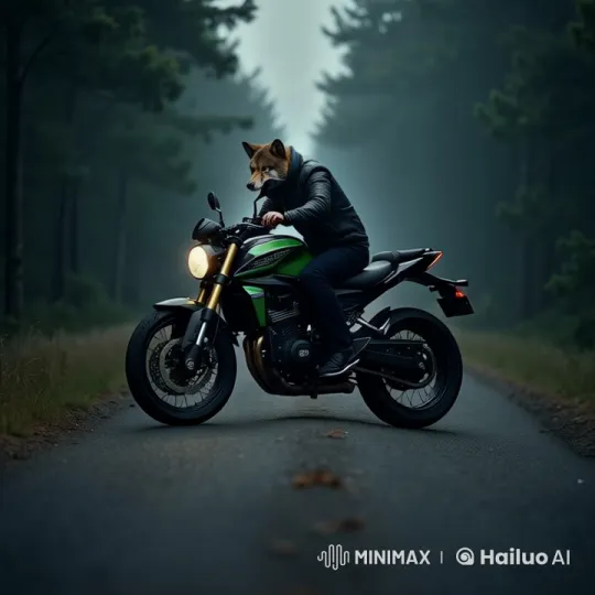 Wolf Kael Discovers Motorcycle, Embraces Freedom on Abandoned Road – AI Generated Video | Hailuo AI