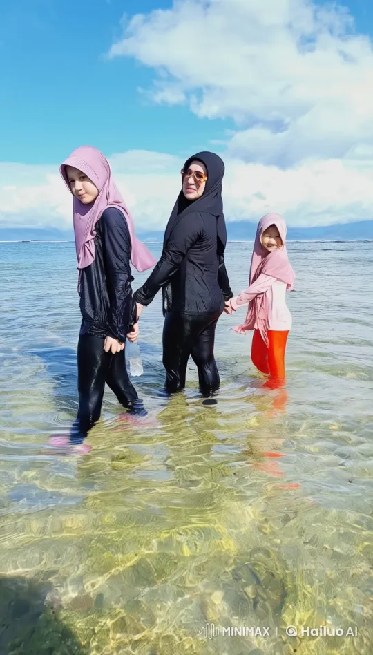Live2D: Hijab-Wearing Figures Perform Graceful Kung Fu by the Beach – AI Generated Video | Hailuo AI