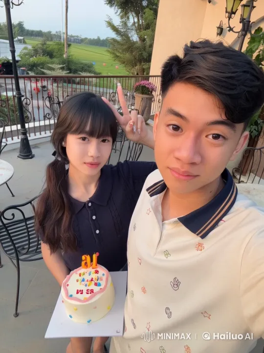 Outdoor Birthday Celebration with Peace Sign – AI Generated Video | Hailuo AI