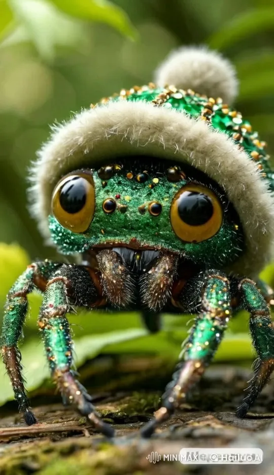 Sparkling Spider Delighted by Raindrop on Bark – AI Generated Video | Hailuo AI