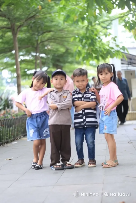 Children Practicing Kungfu in a Lush Setting – AI Generated Video | Hailuo AI