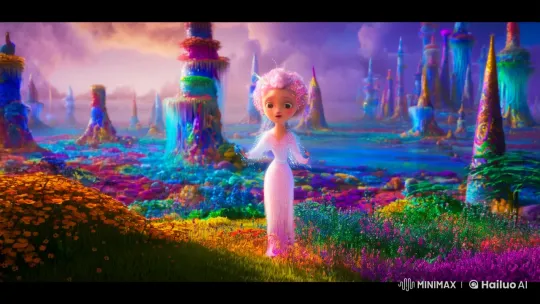 Surreal Animated Landscape with Ethereal Character – AI Generated Video | Hailuo AI