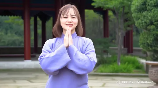 Woman Practicing Kung Fu in Serene Outdoor Setting – AI Generated Video | Hailuo AI