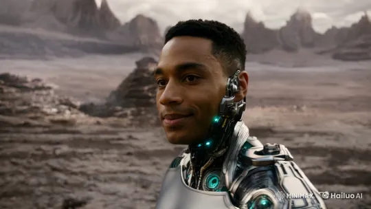 Cyborg Meets Alien Creature on Desolate Planet – AI Generated Video | Hailuo AI