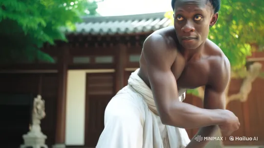 Young Kung-fu Practitioner Showcases Skills in Tranquil Courtyard – AI Generated Video | Hailuo AI