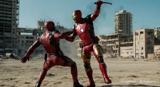 Iron Man and Deadpool Engage in Tilted Battle – AI Generated Video | Hailuo AI