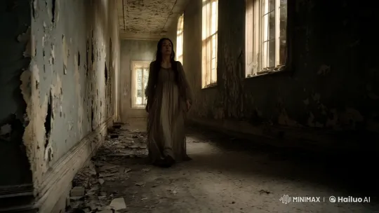 Aesthetic Haunting: Woman Uncovers Dark Past in Abandoned House – AI Generated Video | Hailuo AI