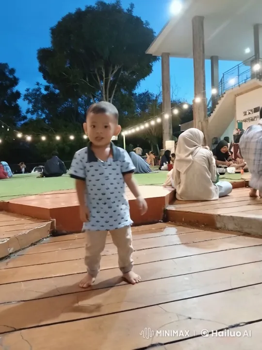 Child Transforms into Super Saiyan on Deck at Evening Gathering – AI Generated Video | Hailuo AI