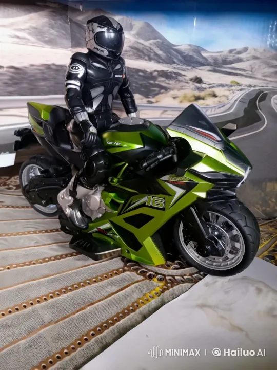 Motorcyclist Prepares for Adventure on YQ-16R – AI Generated Video | Hailuo AI
