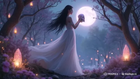 Mystical Forest Journey with a Woman in White – AI Generated Video | Hailuo AI