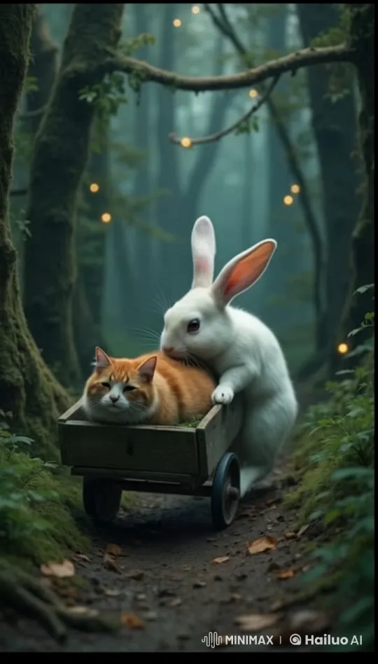 Enchanted Forest Journey of a Rabbit and Cat – AI Generated Video | Hailuo AI