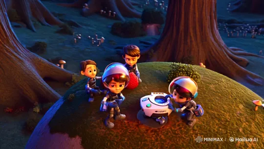 Futuristic Explorers Study Berries, Fix Robot Amidst Lava and Creatures – AI Generated Video | Hailuo AI